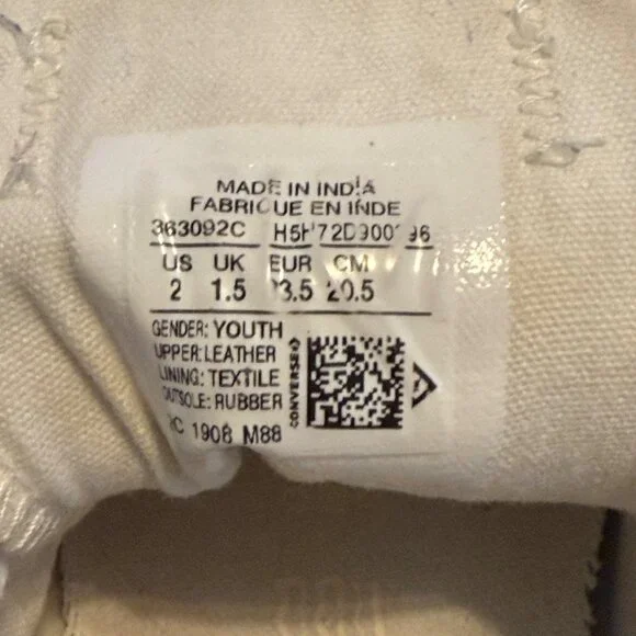 SIZE 2 Girls Converse Gold Metallic Threads Egret White Suede Leather Low Sneake - Picture 8 of 9